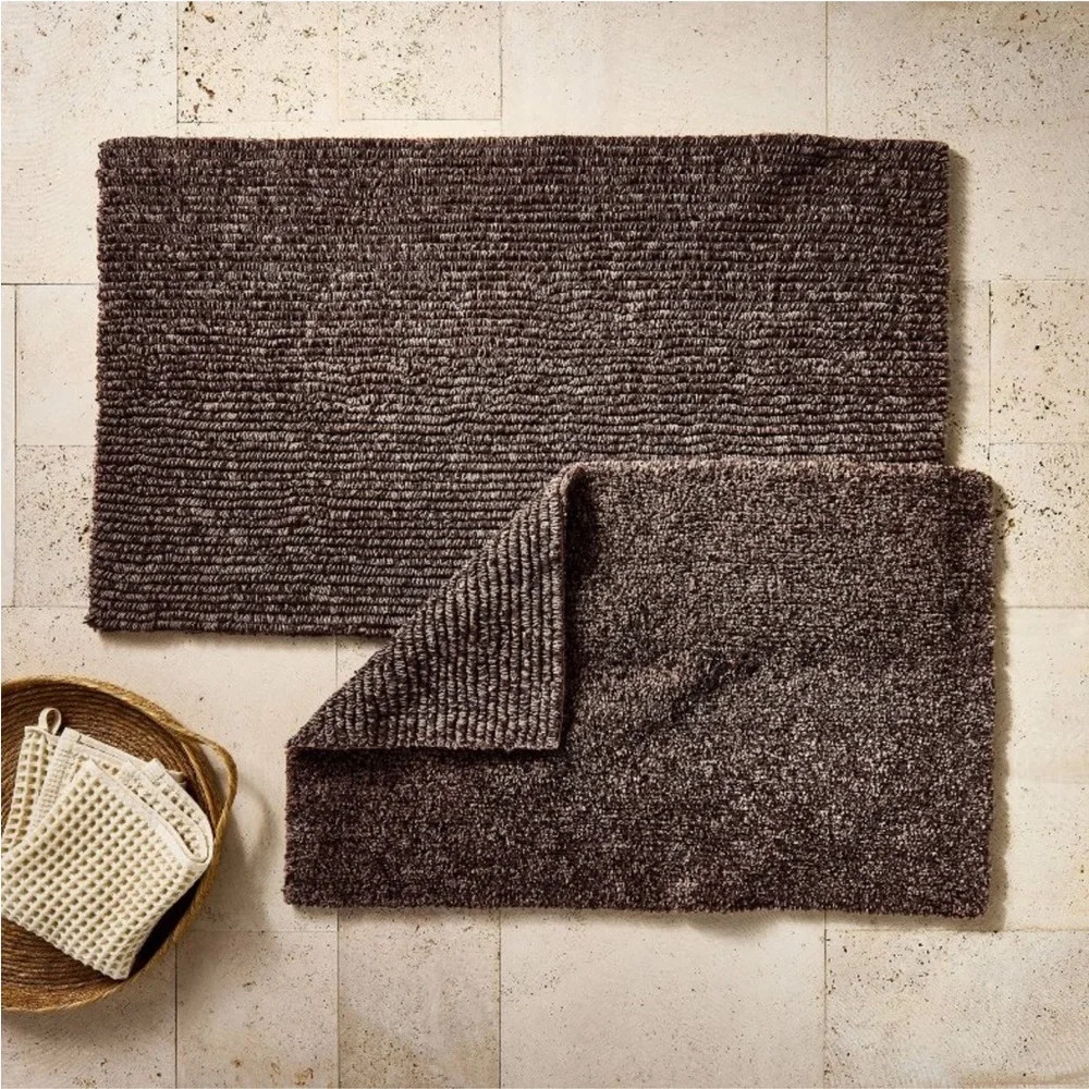 CASALUNA NEW organic melange reversible bath rug brown -21x34